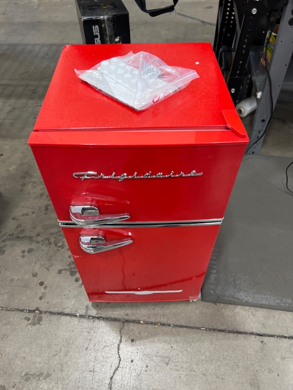 Photo 2 of ***PARTS ONLY*** Frigidaire EFR840-RED 3.2 Cu Ft Red 2 Door Retro Bar Fridge with Side Bottle Opener
