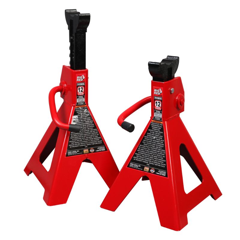 Photo 1 of *MISSING BLACK PINS* TORIN BIG RED 12 TON CAPACITY RATCHET STYLE HEAVY DUTY STEEL JACK STANDS, 1 PAIR
