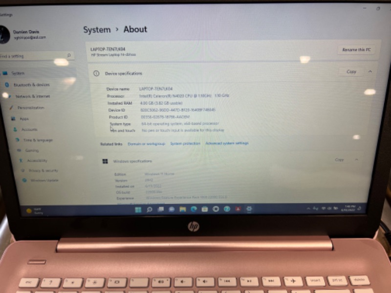 Photo 1 of HP Stream 14-cb Laptop Intel Celeron 4GB RAM 64GB eMMC 14-inch HD WLED