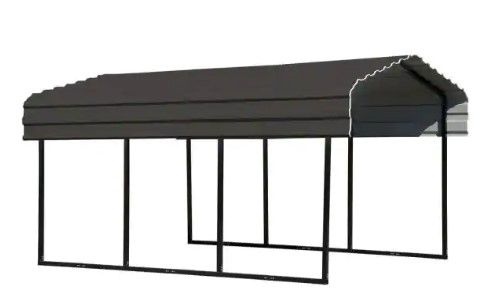 Photo 1 of 10 ft. W x 15 ft. D x 7 ft. H Charcoal Galvanized Steel Carport , Car Canopy and Shelter
