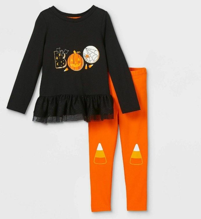 Photo 1 of 12 pack - Girls' 'Boo' Peplum Top & Candy Corn Leggings Set - Cat & Jack Halloween
- Size 3T 