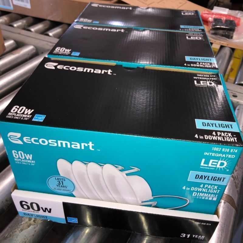Photo 1 of 3 pack - EcoSmart 4 in. White integrated LED Recessed Trim DL (4-Pack)