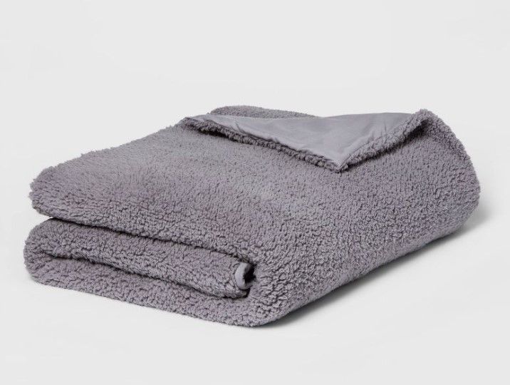 Photo 1 of 50" x 70" Sherpa Weighted Blanket with Removable Cover - Room Essentials™

