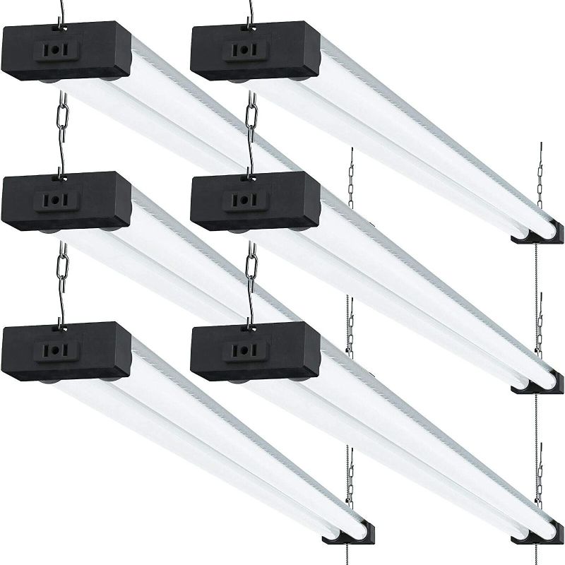 Photo 1 of Sunco Lighting LED Shop Lights for Garage Workshop 4FT, Plug in Linkable Utility Fixtures, 40W=260W, 4000K Cool White, 4100 LM, Frosted, Workbench, Pull Chain, Hanging/Mounted, ETL Energy Star 6 Pack
