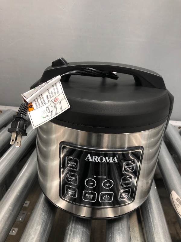 Photo 2 of Aroma Housewares 20 Cup Cooked (10 cup uncooked) Digital Rice Cooker, Slow Cooker, Food Steamer, SS Exterior (ARC-150SB),Black
