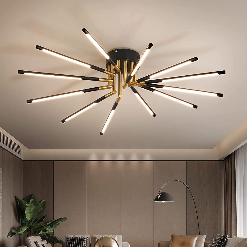 Photo 1 of (MAIN PHOTO USED AS REFRENCE ONLY) Modern Led Ceiling Light fixtures Flush Mount Black and Gold Light Fixture Ceiling Mount Modern Dining Room Light Fixture 12-Head Led Ceiling Lights for Bedroom Living Room Kitchen Hallway
