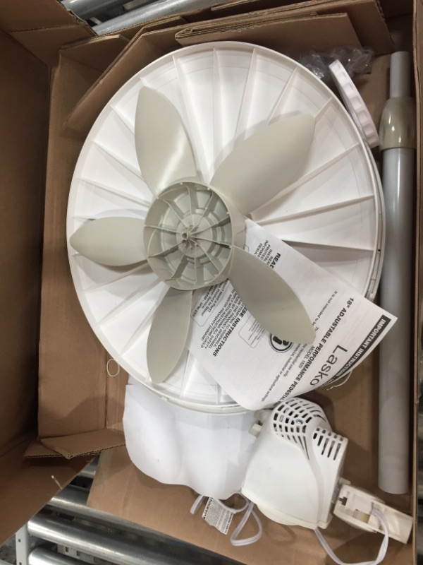 Photo 3 of Lasko 1820 18? Elegance & Performance Adjustable Pedestal, White-Features Oscillating Movement Tilt-back Fan Head, 2.3
