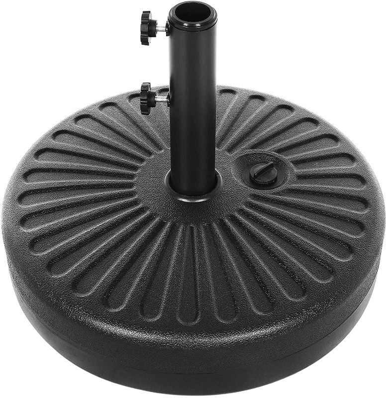 Photo 1 of (MAIN PHOTO USED AS REFRENCE ONLY) Patio Umbrella Base 48 Lbs Water Sand Filled Umbrella Base Heavy Duty Outdoor Umbrella Base Double Lock Design Base Plastic Umbrella Base Stand for 6-9ft Patio Umbrella?Black) 