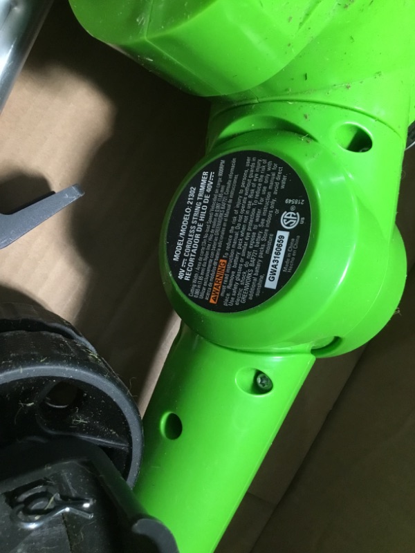 Photo 1 of Greenworks 40 Volt Straight Shaft String Trimmer
