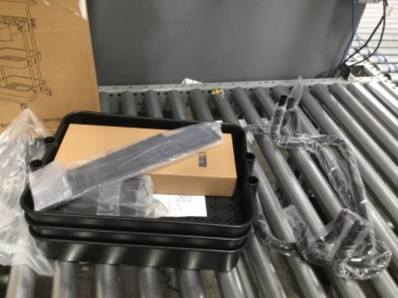 Photo 2 of alvorog 3-Tier Rolling Utility Cart Storage Shelves Multifunction Storage Trolley Service Cart with Mesh Basket Handles and Wheels Easy Assembly for Bathroom, Kitchen, Office (Black)
16.9"D x 14.2"W x 34"H
