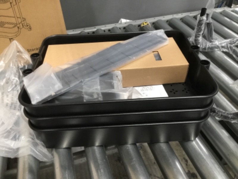 Photo 3 of alvorog 3-Tier Rolling Utility Cart Storage Shelves Multifunction Storage Trolley Service Cart with Mesh Basket Handles and Wheels Easy Assembly for Bathroom, Kitchen, Office (Black)
16.9"D x 14.2"W x 34"H
