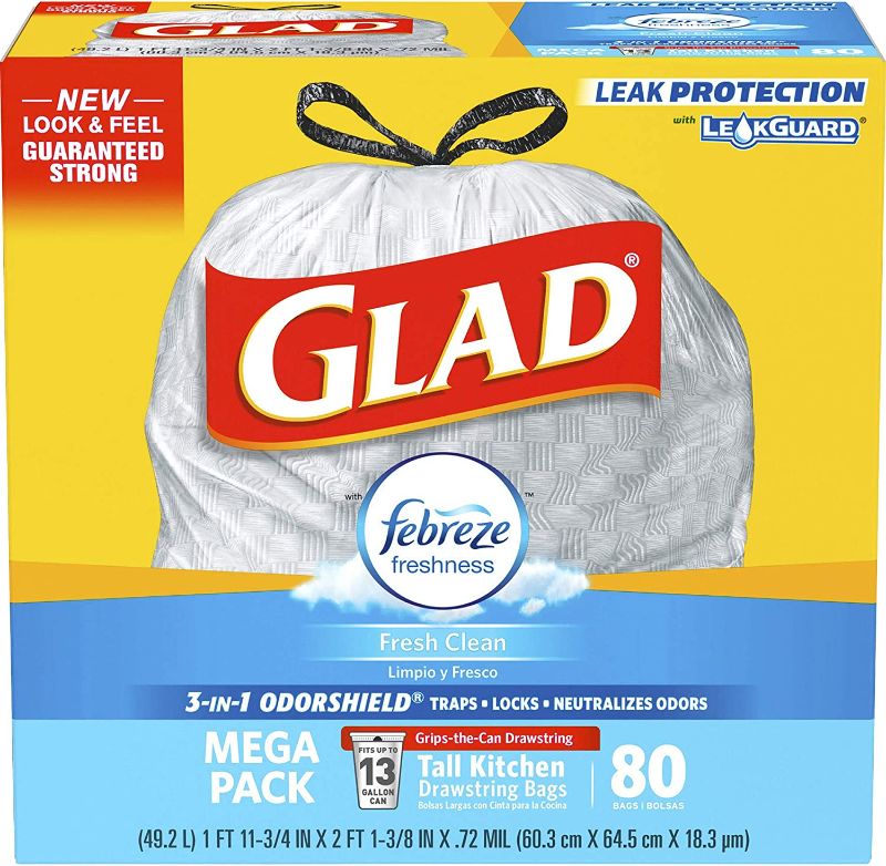 Photo 1 of ** SETS OF 3**Glad OdorShield Trash Bag, White, 80 Count
