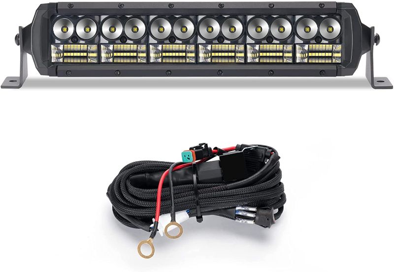 Photo 1 of LZHOU TECH 12 Inch Light Bar Super Bright,Off Road Fog LED Light with Wiring Harness 162W Dual Row Light Spot Flood Work Light Bar for Trucks Vehicle SUV ATV UTV Boat
