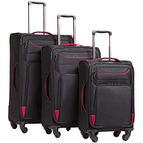 Photo 1 of Coolife Luggage 3 Piece Set Suitcase Spinner Softshell lightweight (black+red)
