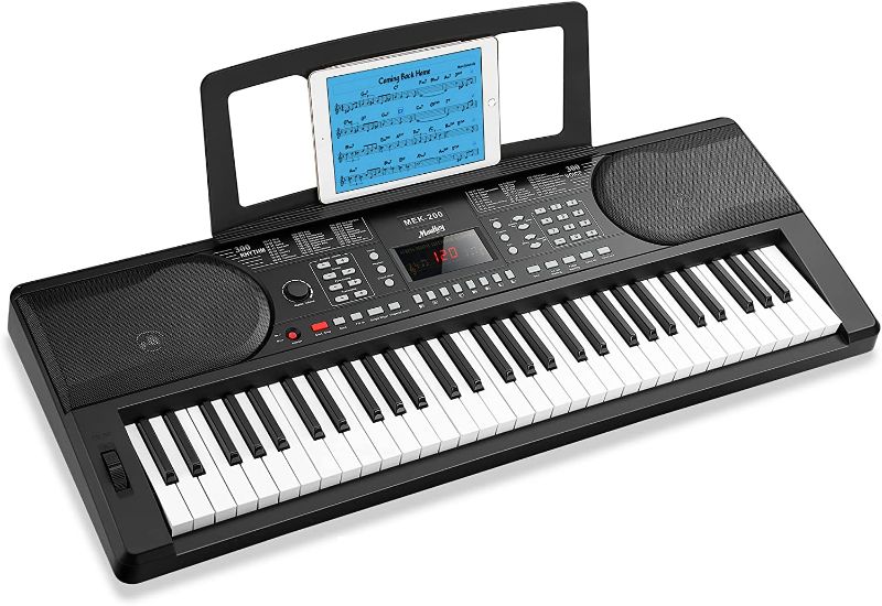 Photo 1 of Moukey Keyboard Piano, 61 Key Piano Keyboard, Full-Size Electric Piano, Superior Sound, Powerful Functions, Durable keys, Electric Keyboard with Music Stand and Power Adapter, Portable Music Keyboard
