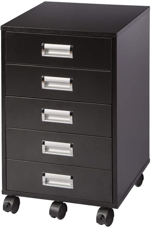 Photo 1 of TOPSKY 5 Drawer Mobile Cabinet Fully Assembled Except Casters Built-in Handle (Black)
