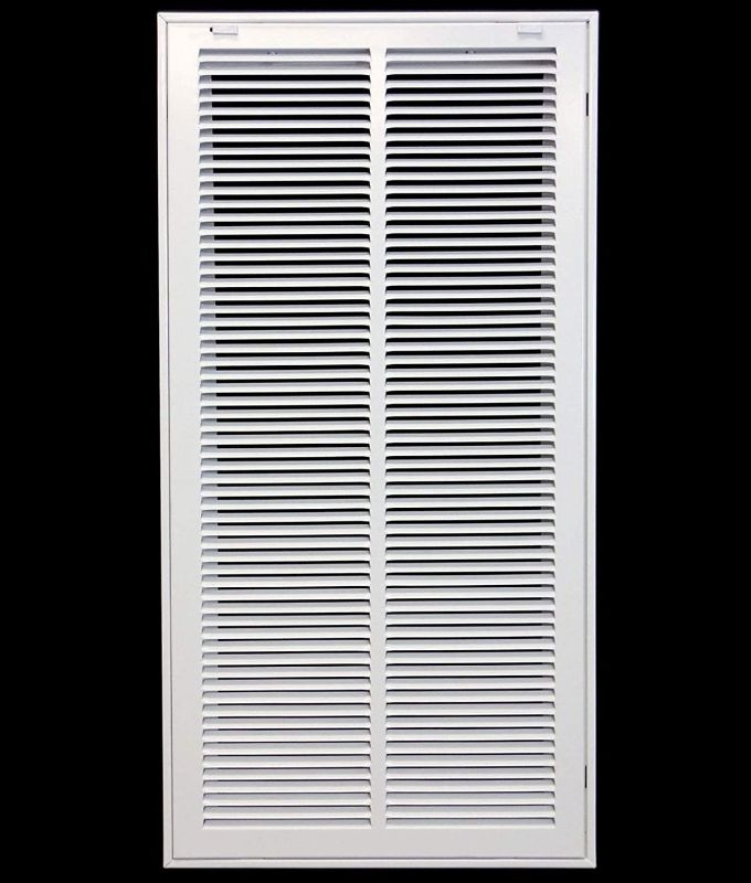 Photo 1 of 14" X 30" Steel Return Air Filter Grille for 1" Filter - Easy Plastic Tabs for Removable Face/Door - HVAC Duct Cover - Flat Stamped Face -White [Outer Dimensions: 15.75w X 31.75h]
