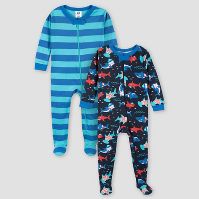 Photo 1 of Gerber Baby Boys' 2pk Deep Sleeper Shark Snug Fit Footed Pajama - Blue
size 18m 