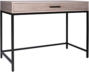 Photo 1 of Amazon Brand – Rivet Avery Industrial Home Office Writing Desk with Metal Base, 40"W, Weathered Gray Oak Finish