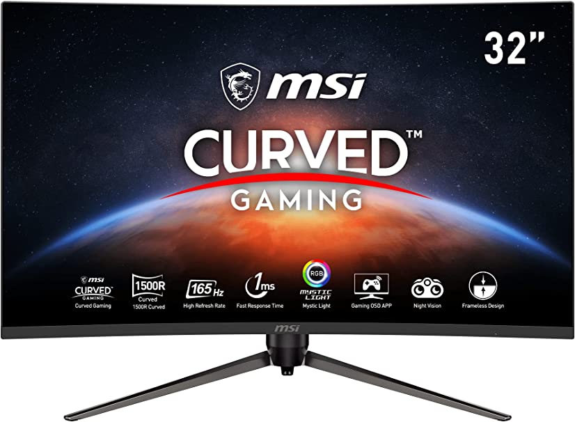 Photo 1 of MSI Optix AG321CQR 16:9 Aspect Ratio Anti-Glare Super Narrow Bezel 1ms 2560 x 1440 (QHD) 165Hz Refresh Rate Tilt Adjustment Free Sync 32" Curved Gaming Monitor