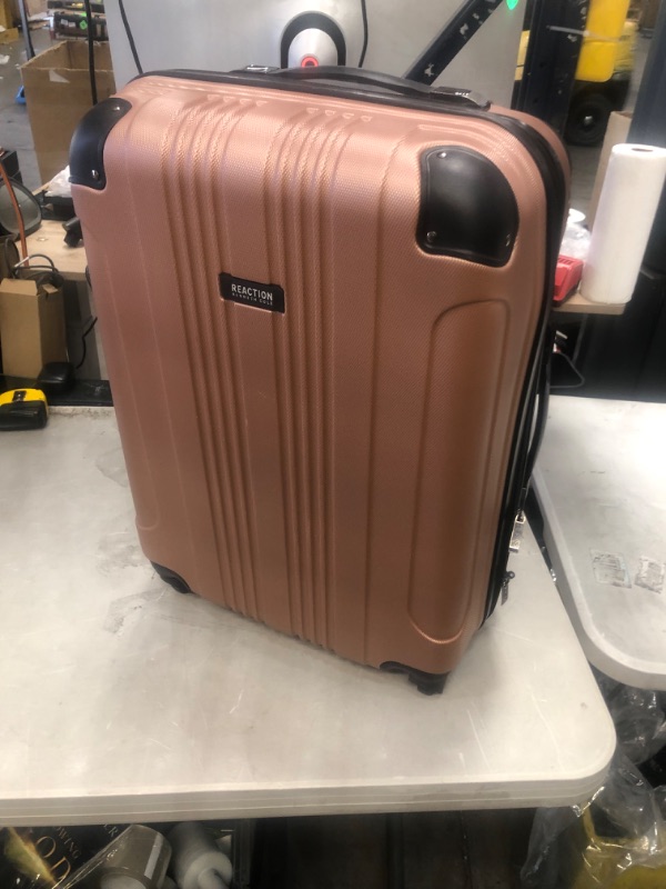 Photo 5 of (DERAILED ZIPPER; DAMAGED ZIPPER CONNECTION)
KENNETH COLE REACTION Out Of Bounds Luggage Collection Lightweight Durable Hardside 4-Wheel Spinner Travel Suitcase Bags, Rose Gold, 24-Inch Checked