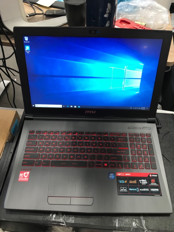 Photo 2 of MSI GV62 8RD-200 15.6" Full HD Performance Gaming Laptop PC i5-8300H, GTX 1050Ti 4G, 8GB RAM, 16GB Intel Optane Memory + 1TB HDD, Win 10 64 bit, Black, Steelseries Red Backlit Keys