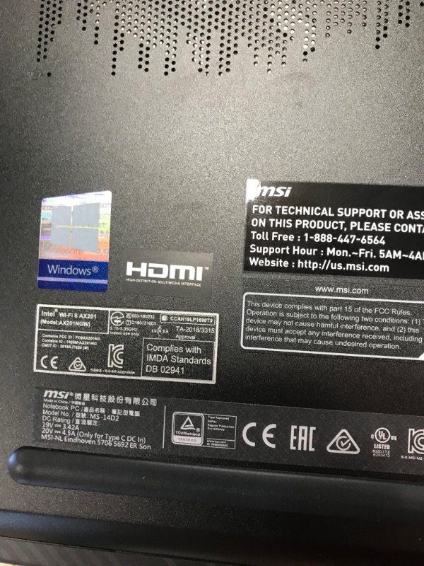 Photo 8 of MSI Summit B14 A11M-076 14" Ultrabook - 1920 x 1080 - Intel Core i7 (11th Gen) i7-1165G7 1.20 GHz - 16 GB RAM - 1 TB SSD - Ink Black - Windows 10 Pro - Intel Iris Xe Graphics - 10 Hour Battery