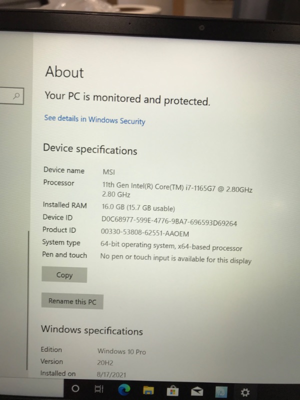 Photo 5 of MSI Summit B14 A11M-076 14" Ultrabook - 1920 x 1080 - Intel Core i7 (11th Gen) i7-1165G7 1.20 GHz - 16 GB RAM - 1 TB SSD - Ink Black - Windows 10 Pro - Intel Iris Xe Graphics - 10 Hour Battery