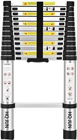 Photo 1 of (12.5Ft/3.8M) Telescoping Ladders?EN131Standards Multi-Purpose Folding Aluminum Extension Ladder
