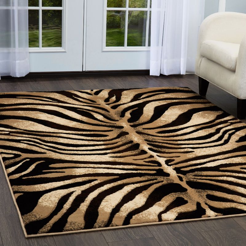 Photo 1 of  5FT 2 IN BY 7FT 2 IN Home Dynamix Tribeca Fawn  Piece Area Rug Set in Black/ivory
