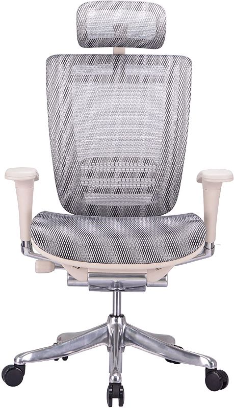 Photo 1 of GM Seating Enklave XL Gray Mesh Executive Hi Swivel Chair Chrome Base with Headrest,