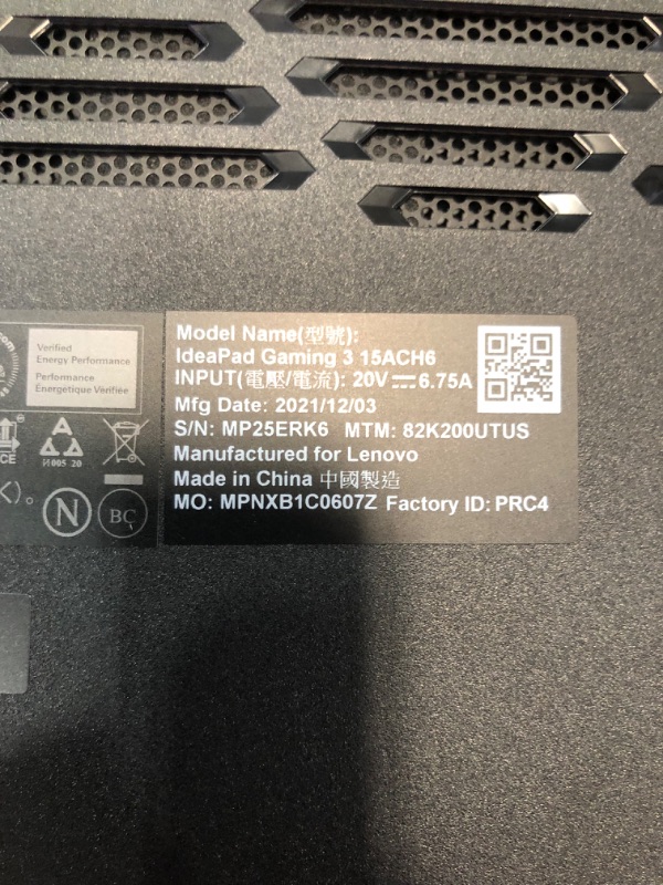 Photo 5 of PARTS ONLY NON REFUNDABLE DID NOT POWER ON
Lenovo - 2021 - IdeaPad 3 - Gaming Laptop - AMD Ryzen 5 5600H - 8GB RAM - 256GB Storage - NVIDIA GeForce GTX 1650 - 15.6" FHD Display - Windows 11 Home