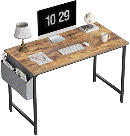 Photo 1 of CubiCubi Study Computer Desk 40" Home Office Writing Small Desk, Modern Simple Style PC Table, Black Metal Frame, Rustic Brown