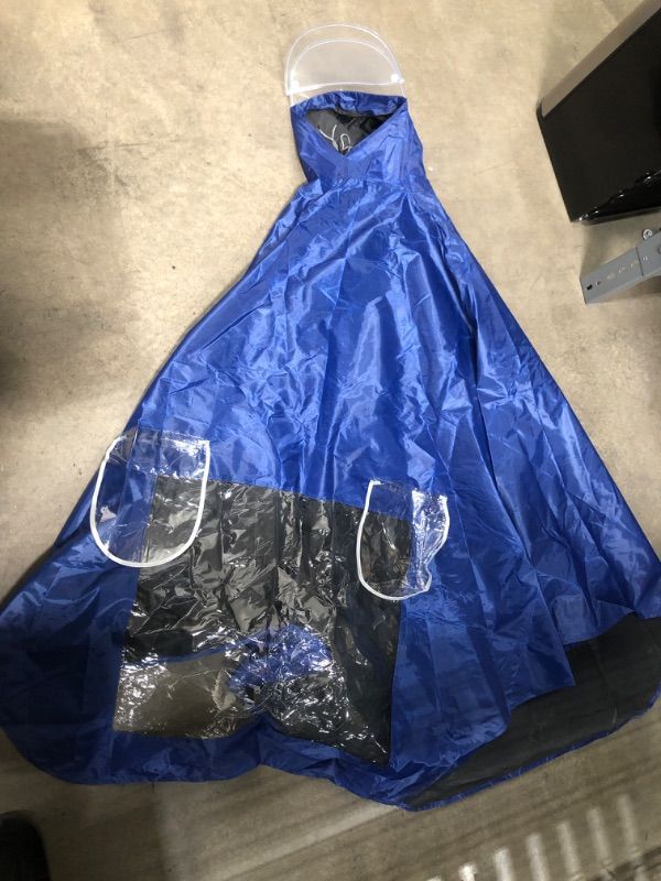 Photo 1 of Rain poncho with hood -Blue 
** MINOR CUT INSIDE ON POCKET LINING***