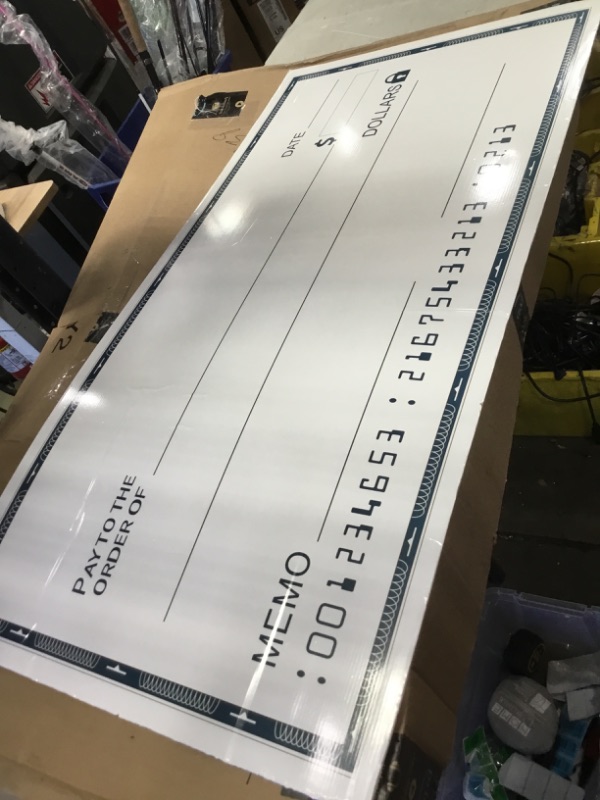 Photo 2 of  Dry Erase Giant Check (24" x 48") Large Fake Checks - Reusable Big Blank Presentation Check for Charity Donation, Lottery, Raffle, Novelty, Fundraiser (Pack of 1)