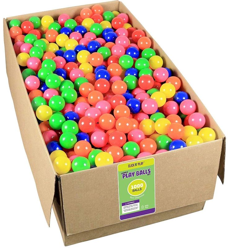 Photo 1 of Click N' Play Phthalate Free & BPA Free, Crush Proof Ball Pit Balls, Bulk 1000 Pack (1431494)
