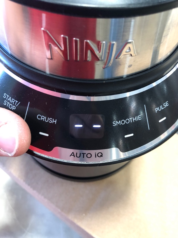 Photo 4 of Ninja BN401 Nutri Pro Compact Personal Blender, Auto-iQ Technology, 1100-Peak-Watts, for Frozen Drinks, Smoothies, Sauces & More, with (2) 24-oz. To-Go Cups & Spout Lids, Cloud Silver