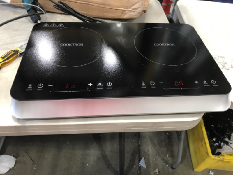 Photo 2 of ***SEE NOTE*** COOKTRON Double Induction Cooktop Burner with Fast Warm-Up Mode, 1800w 2 Induction Burner with 10 Temperature 9 Power Settings, Portable Dual Induction Cooker Cooktop with Child Safety Lock & Time
