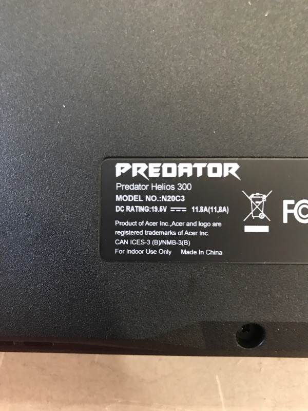 Photo 5 of ***LAPTOP DOES NOT POWER ON***Acer Predator Helios 300 Gaming Laptop, Intel i7-10750H, NVIDIA GeForce RTX 2060 6GB, 15.6" Full HD 144Hz 3ms IPS Display, 16GB Dual-Channel DDR4, 512GB NVMe SSD, Wi-Fi 6, RGB Keyboard, PH315-53-72XD
