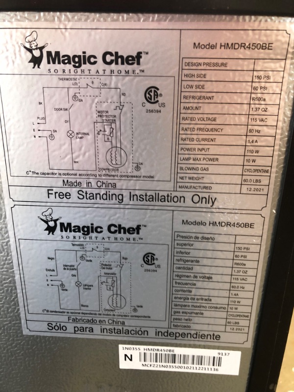 Photo 8 of (BROKEN OFF CORNERS; DENTED) Magic Chef 4.5 cu. ft. 2 Door Mini Fridge in Black with Freezer