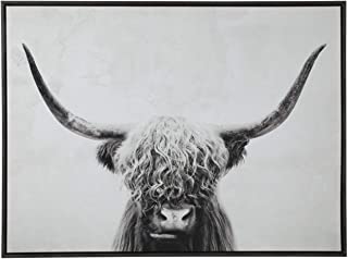 Photo 1 of (BROKEN OFF PORTION OF FRAME) Signature Design by Ashley Pancho Modern Framed Cow Canvas Wall Art, 48 x 36, Black & White
