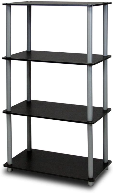 Photo 1 of Furinno (99557BK/GY) Turn-N-Tube 4-Tier Multipurpose Shelf Display Rack - Black/Grey
