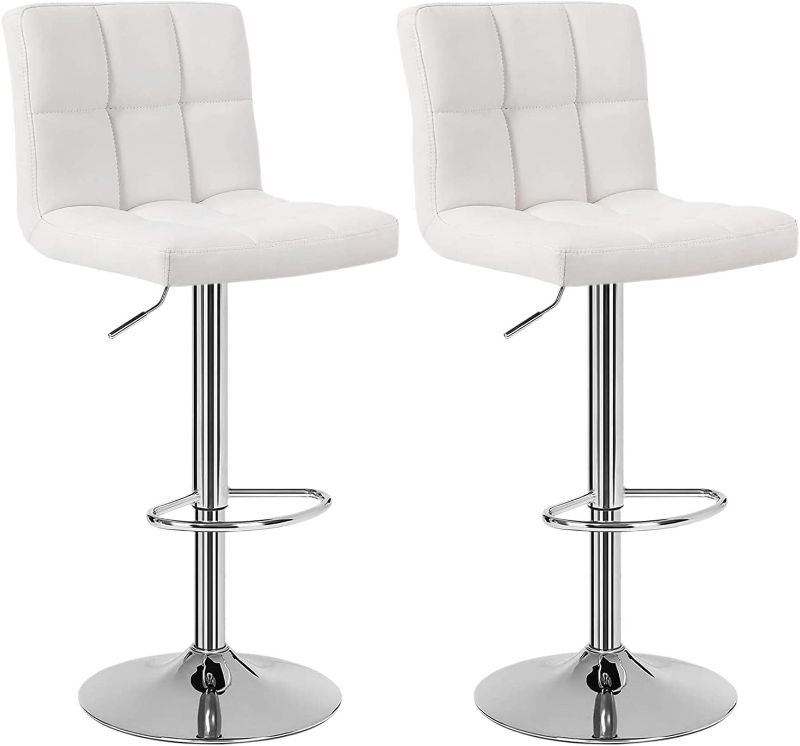 Photo 1 of ***SEATS ONLY*** Huracan Bar Stools Set of 2 Bar Chairs White Counter Height Stools Adjustable Bar Stool with Back High Bar Chair Modern Island Chairs for Kitchen Counter 360 Degree Swivel Seat Top (Classical, 2pcs)