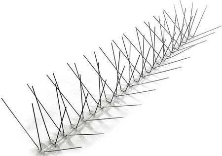 Photo 1 of 10 ft. Original Stainless Steel Bird Spikes Pigeons Starling Blackbirds Seagulls 6 in. Coverage

