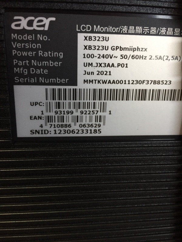 Photo 6 of Acer Predator XB323U GPbmiiphzx 32" WQHD (2560 x 1440) IPS NVIDIA G-SYNC Compatible Monitor, VESA Certified DisplayHDR600, Up to 0.5ms, 170Hz, (1 x Display Port, 2 x HDMI and 4 x USB 3.0), Black
