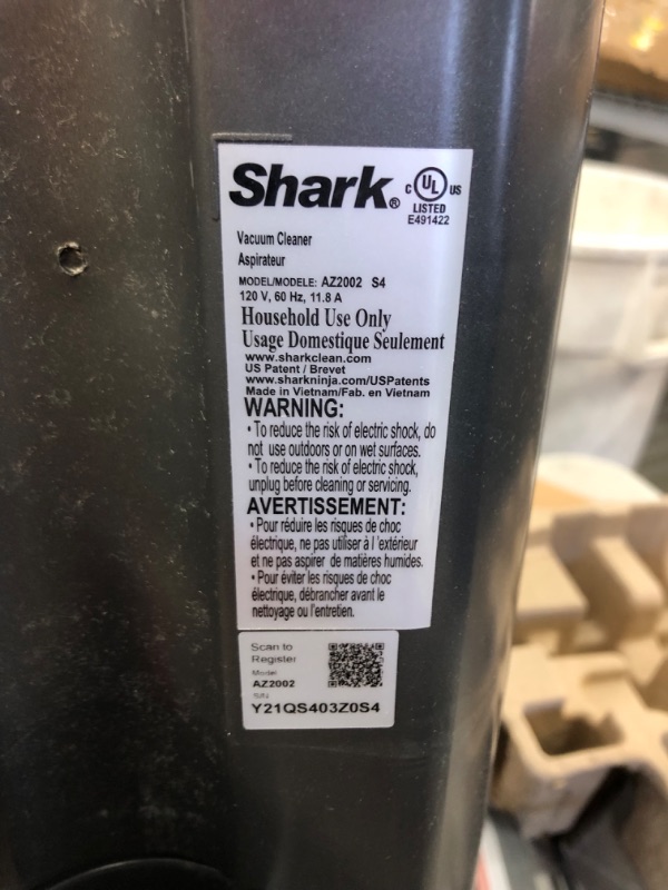 Photo 4 of **DOES NOT POWER ON***Shark AZ2002 Vertex Powered Lift-Away Upright Vacuum with DuoClean PowerFins, Self-Cleaning Brushroll, Large Dust Cup, Pet Crevice Tool, Dusting Brush & Self-Cleaning Pet Power Brush, Silver/Rose Gold
