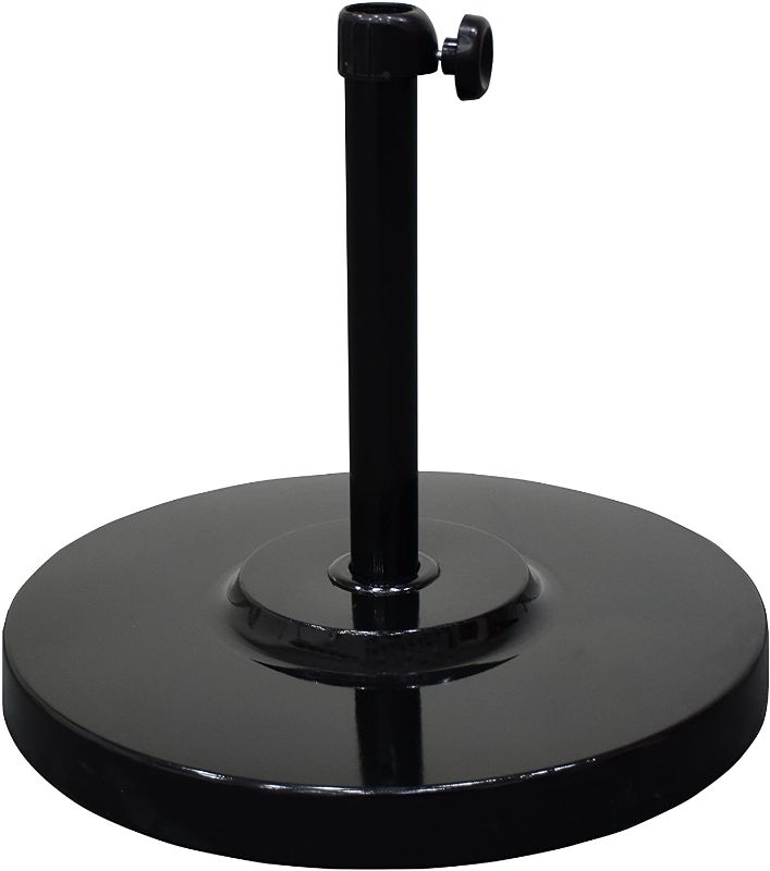 Photo 1 of 50 lbs. Round Concrete Weighted Powdercoated Steel Umbrella Base, Black Frame