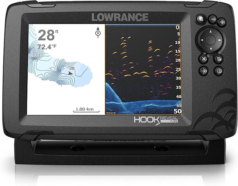 Photo 1 of Lowrance Hook Reveal 7 Inch Fish Finders with Transducer and C-MAP Preloaded Map Options
