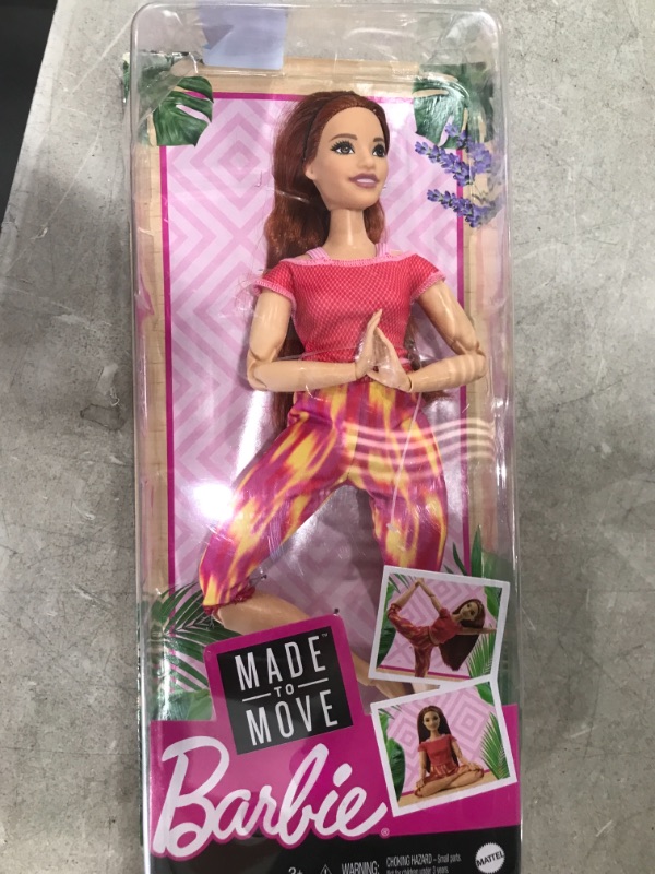 Photo 2 of Barbie Made to Move Doll, Curvy, with 22 Flexible Joints Long Straight Red Hair Wearing Athleisure
