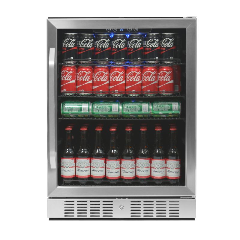 Photo 1 of NewAir 24 in. 177 (12 Oz) Can Built-in Beverage Cooler Fridge W/ Precision Temp. Controls, Adjustable Shelves - Stainless Steel, Stainless Steel / Bla
